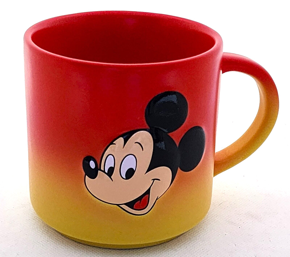 Disney Mickey Mouse Donald Duck Coffee Mug 16 oz Red Yellow Ombre Stoneware